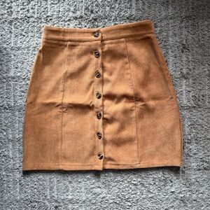 TALL Camel Corduroy Button-Up Mini Skirt || MISSGUIDED || size 6